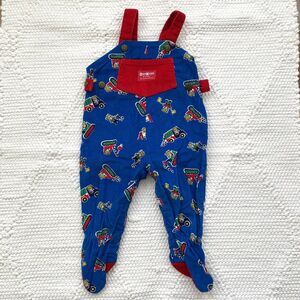 Vintage Oshkosh B'gosh Corduroy Footed Overalls Blue Construction Size 6/9m